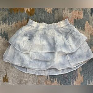 LoveShackFancy Blue and White Ruffled Skirt